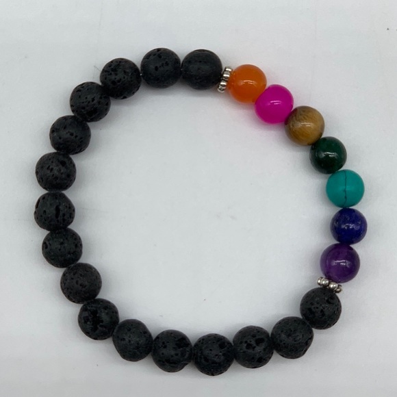 Lava Stone Seven Chakra Healing Bracelet - Picture 4 of 5